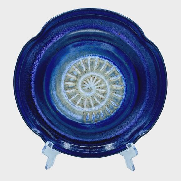 Scott Martin Signed Stoneware Pottery Plate Spiral Nautilus blue/purple 10”‎ - Picture 1 of 10